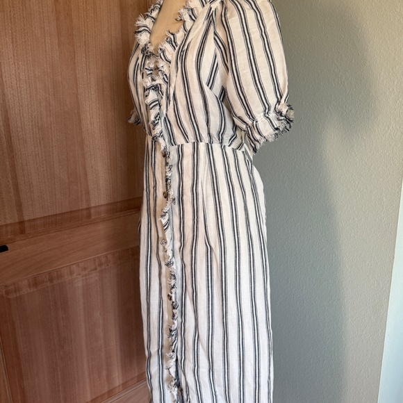 Pilcro Anthropologie Linen Striped White and Black Dress 8 - Picture 6 of 11